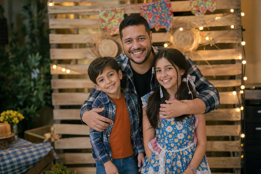 Famílias participam de brincadeira em equipe.